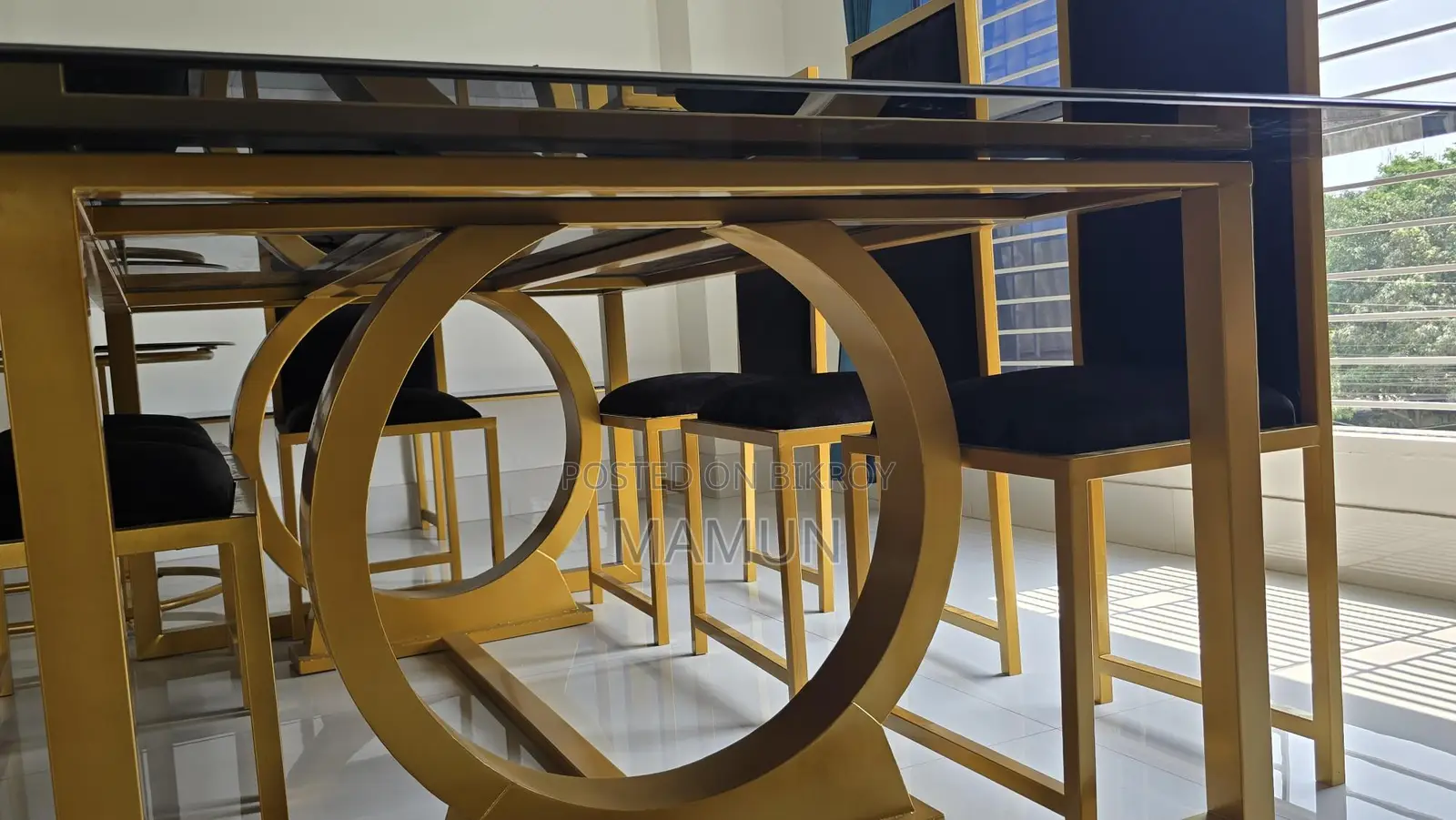 Brand New Golden Colored Stainless Steel Dining Table