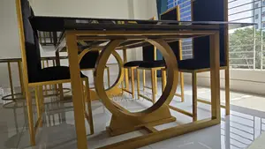 Brand New Golden Colored Stainless Steel Dining Table