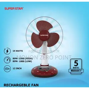 Super Star Rechargeable Fan, Enjoy a Cool Breeze During Load Shedding.