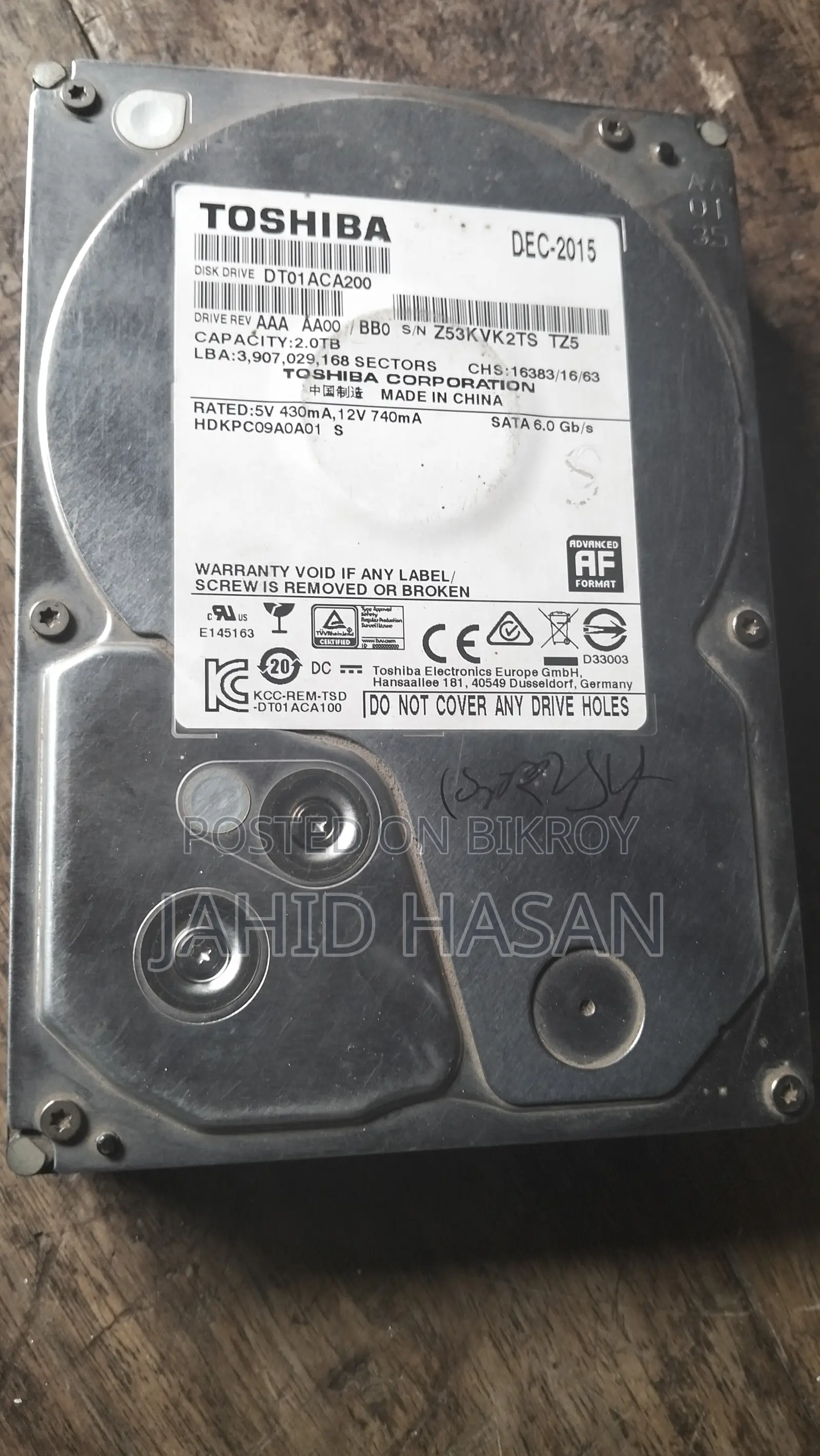 Toshiba 2TB Hard Drive
