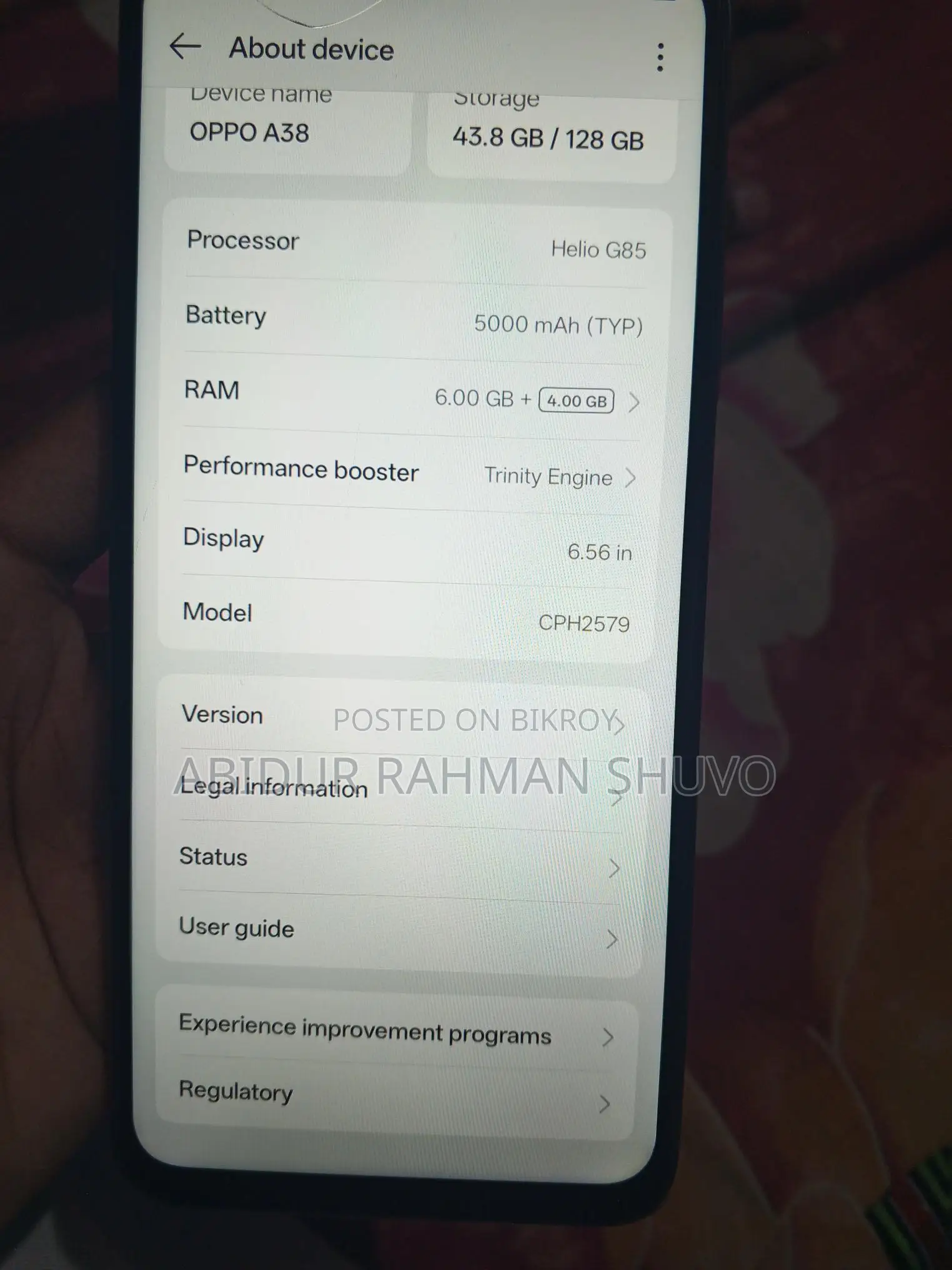 OPPO A38 . (Used)