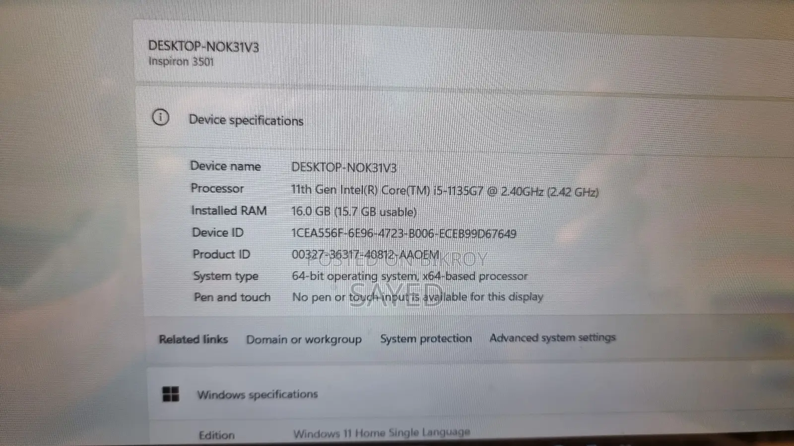 Laptop Dell Inspiron 15 3000 16GB Intel Core I5 SSD 512GB