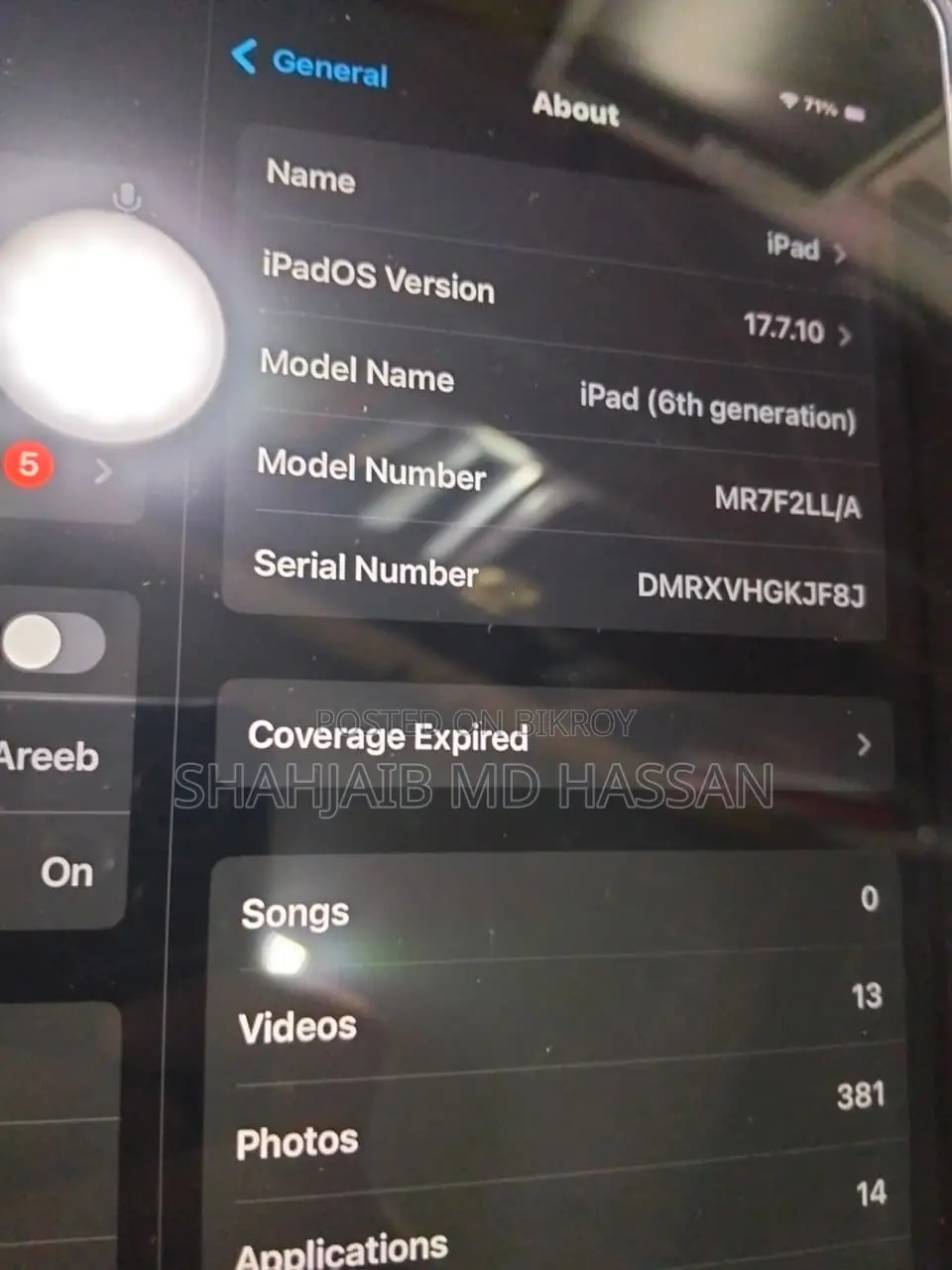 Ipad 6th gen wifi version 32 gb,Silver colour