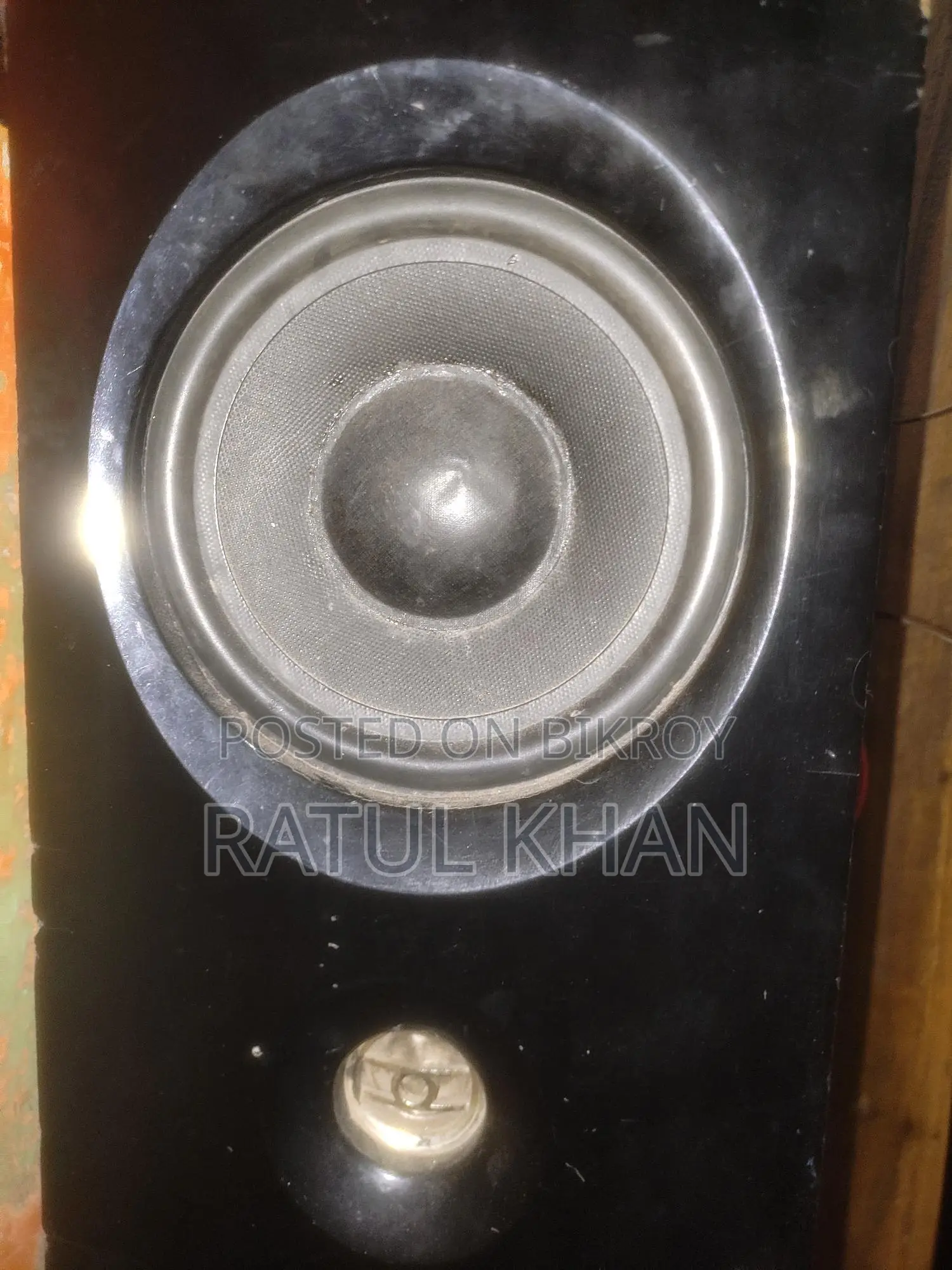 Class D amplifier with two tower speakers and 24V adapter