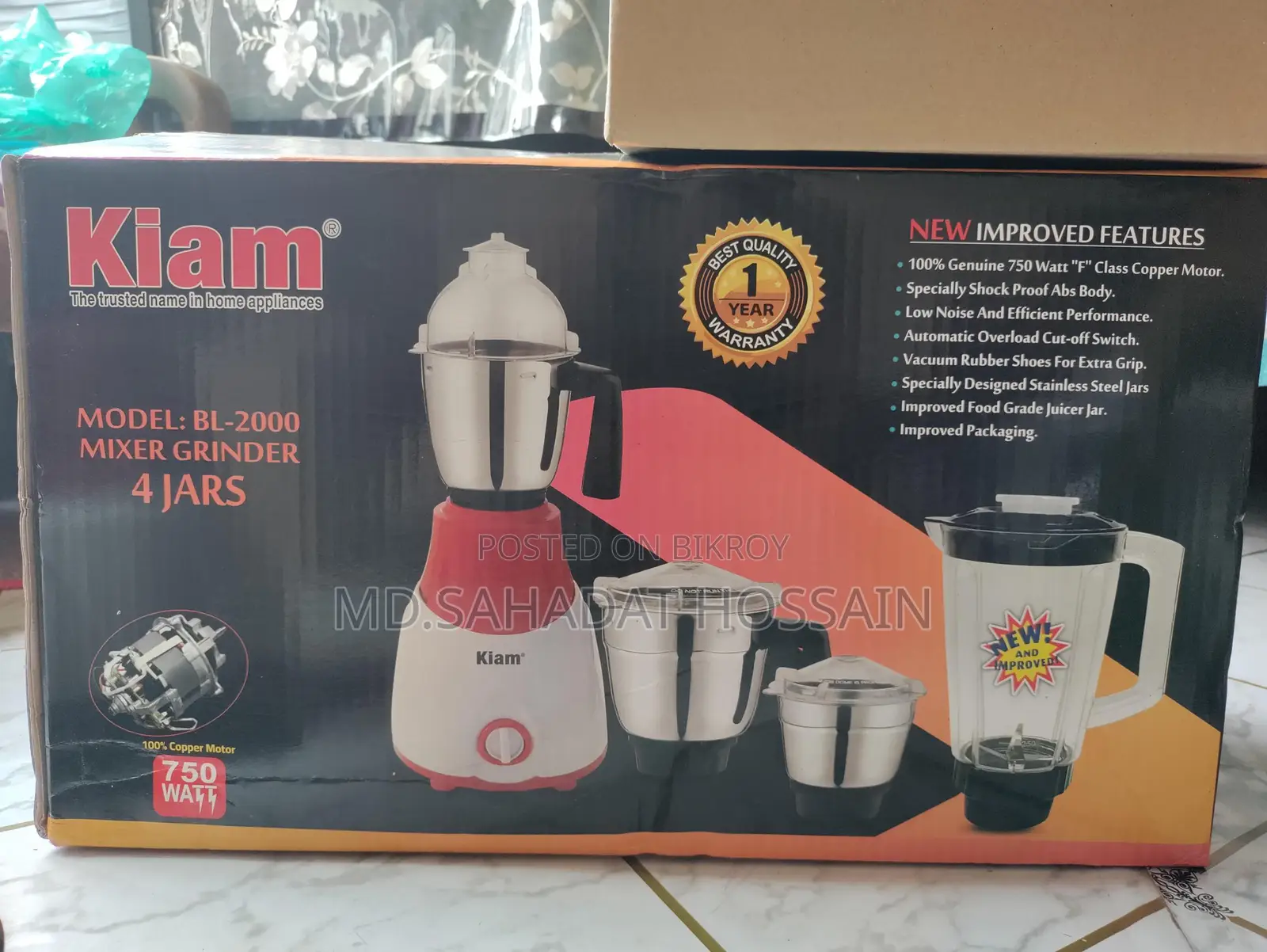 Mixer Grinder 750 Wt Model : Bl-2000