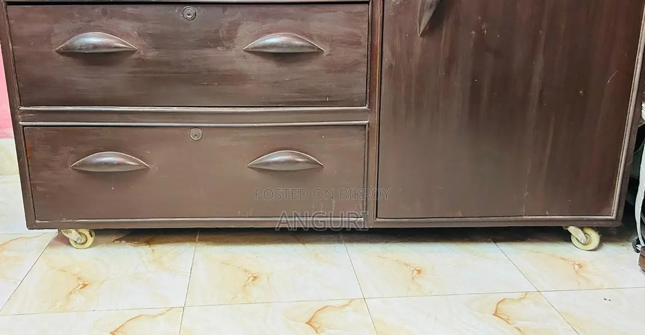 Wooden Chest of Drawers with Side Wardrobe