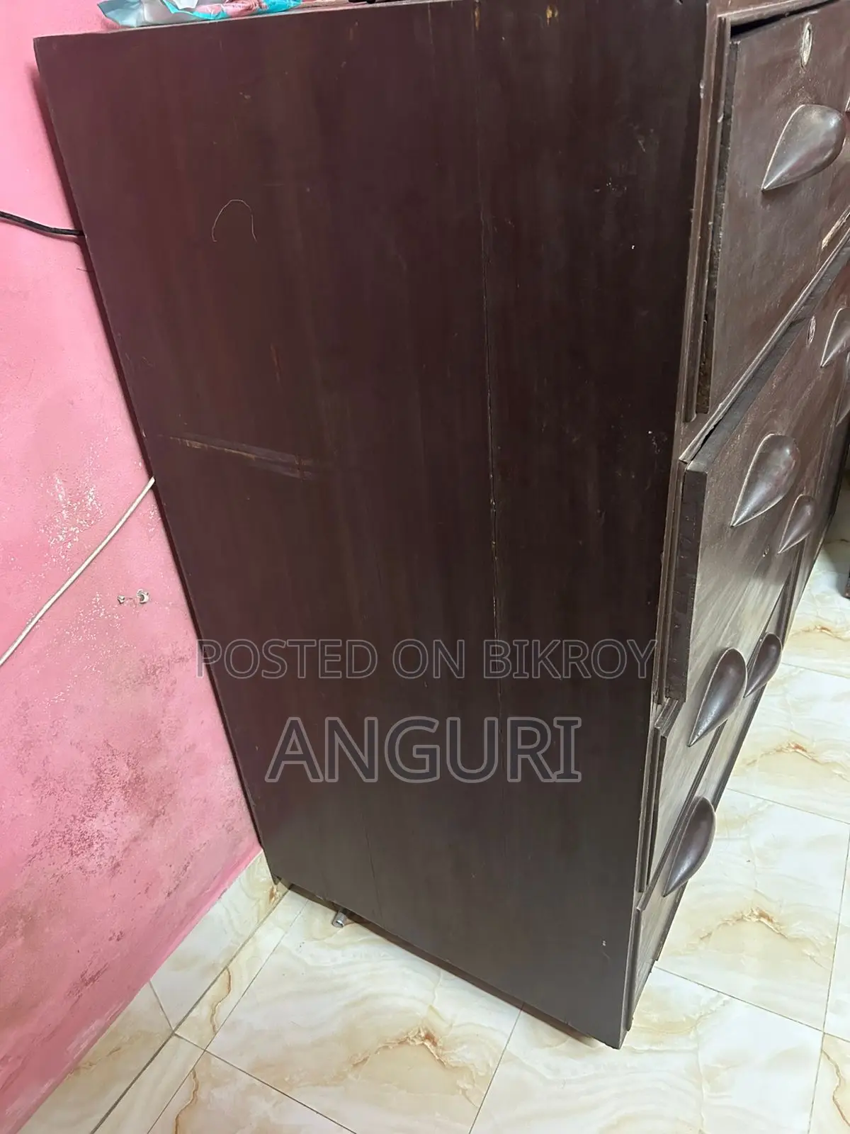 Wooden Chest of Drawers with Side Wardrobe