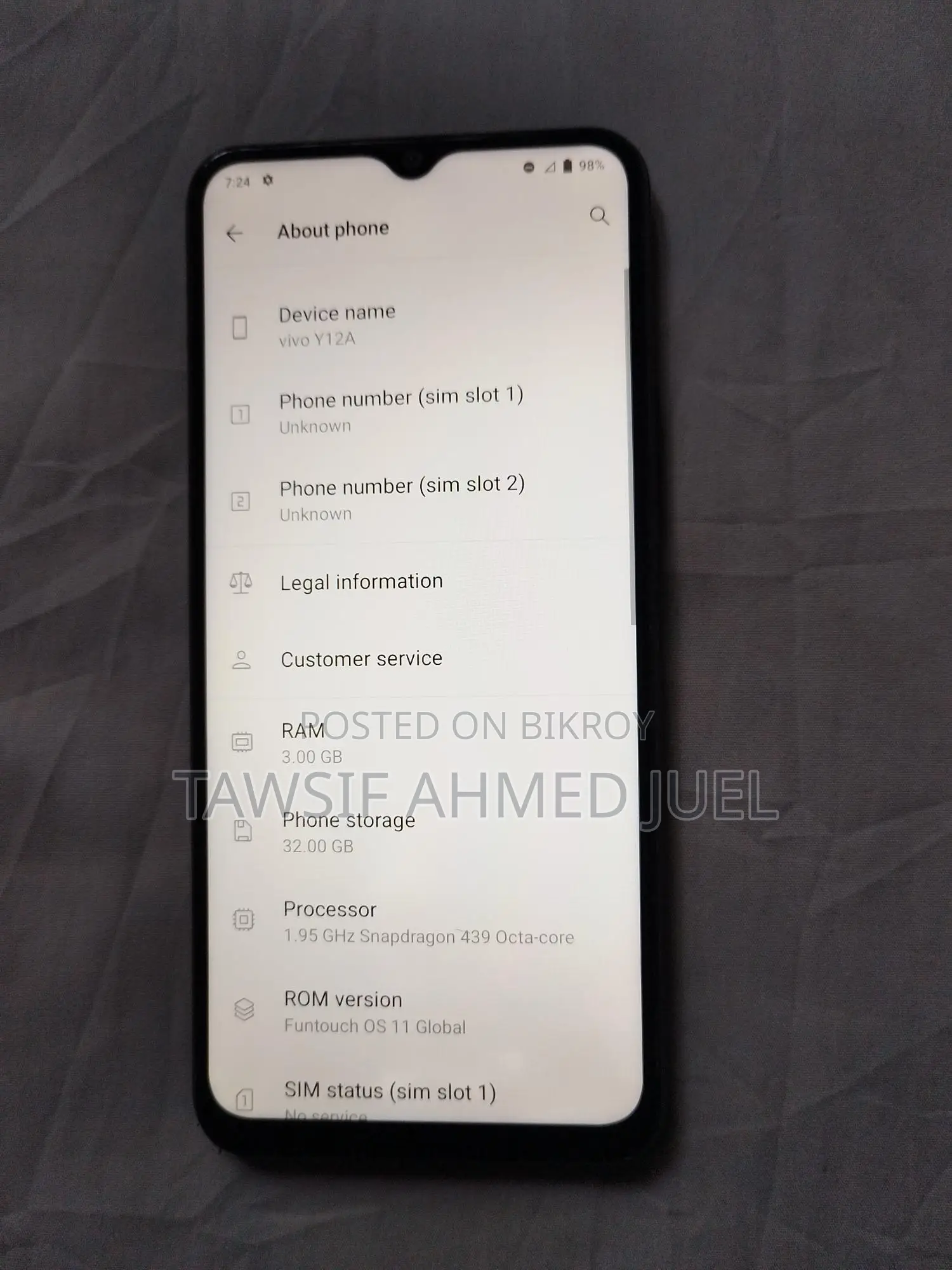 Vivo Y12a 3/32 (Used)