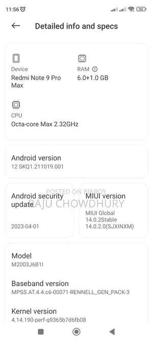 Xiaomi Redmi Note 9 Pro Max . (Used)