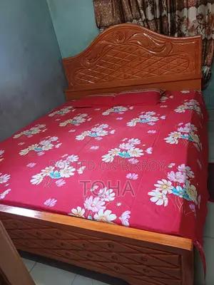 Teak Wood Semi-Box Bed King Size 6-7ft. Location: Keraniganj