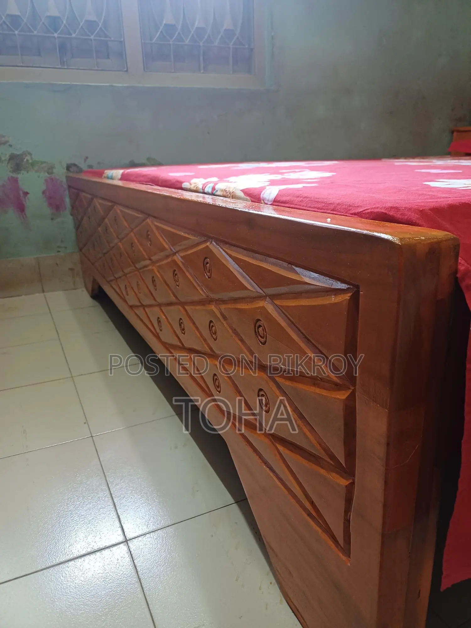 Teak Wood Semi-Box Bed King Size 6-7ft. Location: Keraniganj