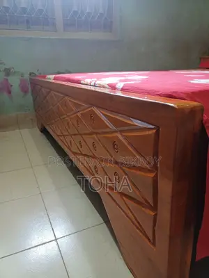 Teak Wood Semi-Box Bed King Size 6-7ft. Location: Keraniganj