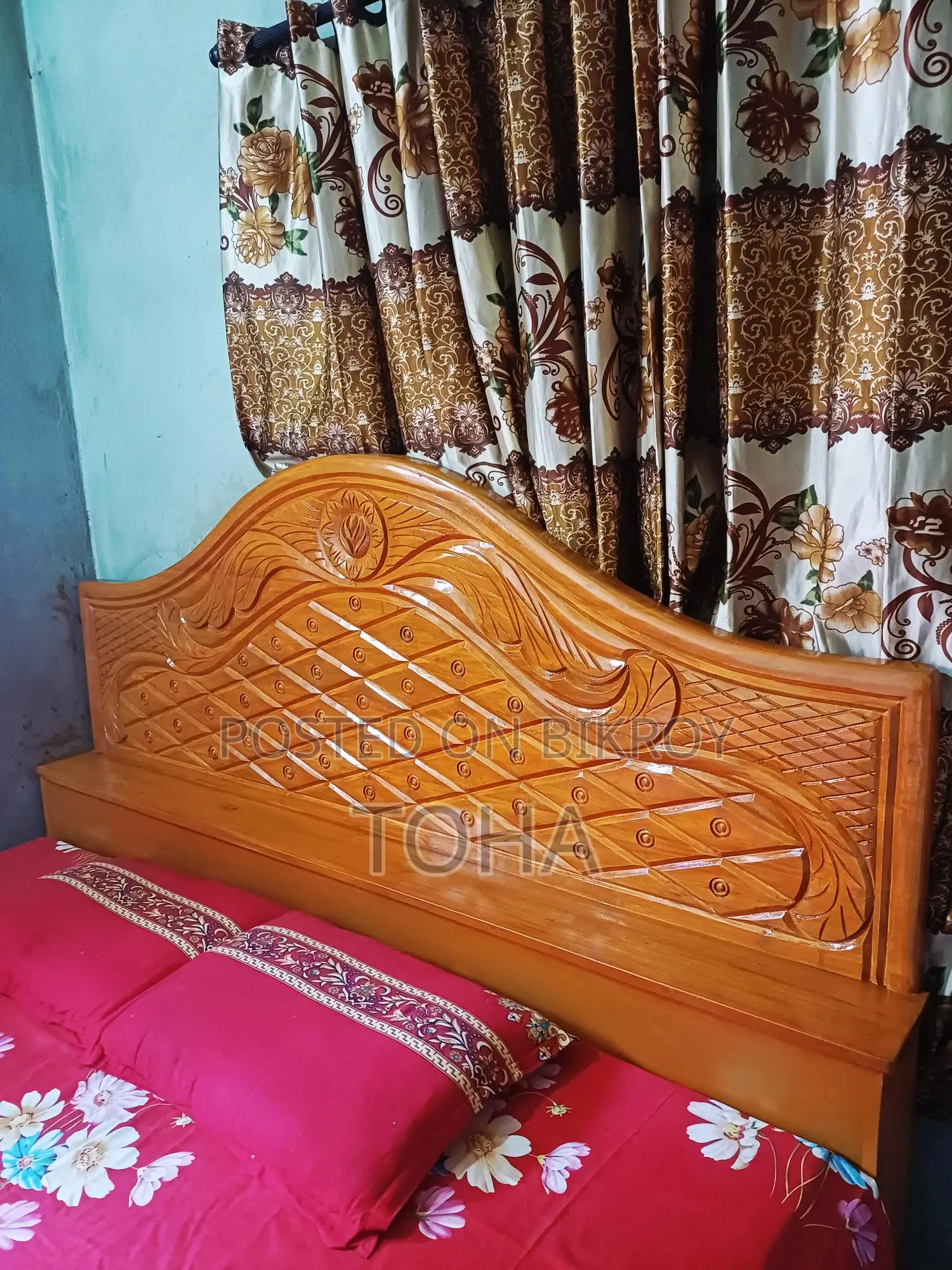 Teak Wood Semi-Box Bed King Size 6-7ft. Location: Keraniganj