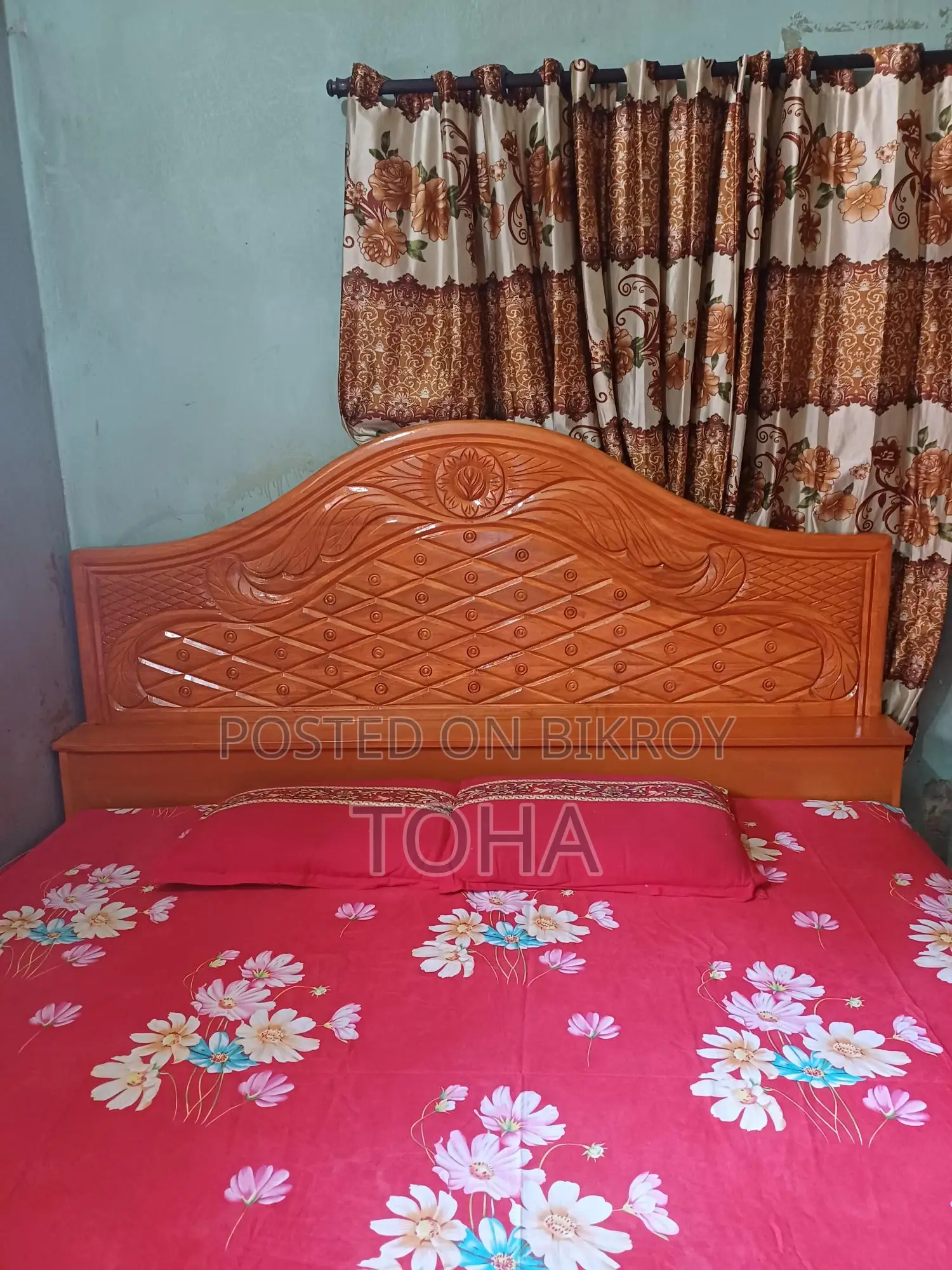 Teak Wood Semi-Box Bed King Size 6-7ft. Location: Keraniganj