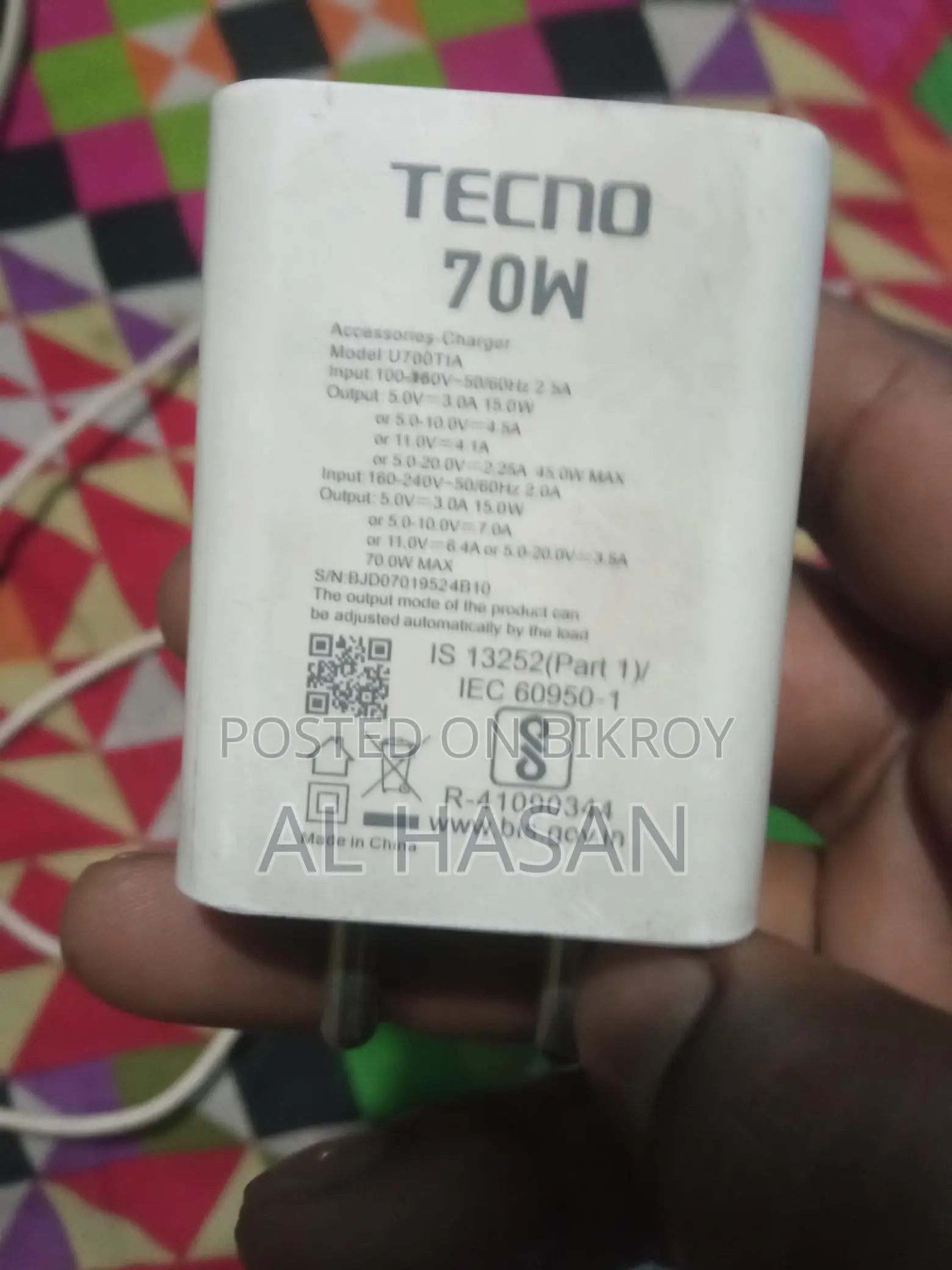 Tecno 70w Charger
