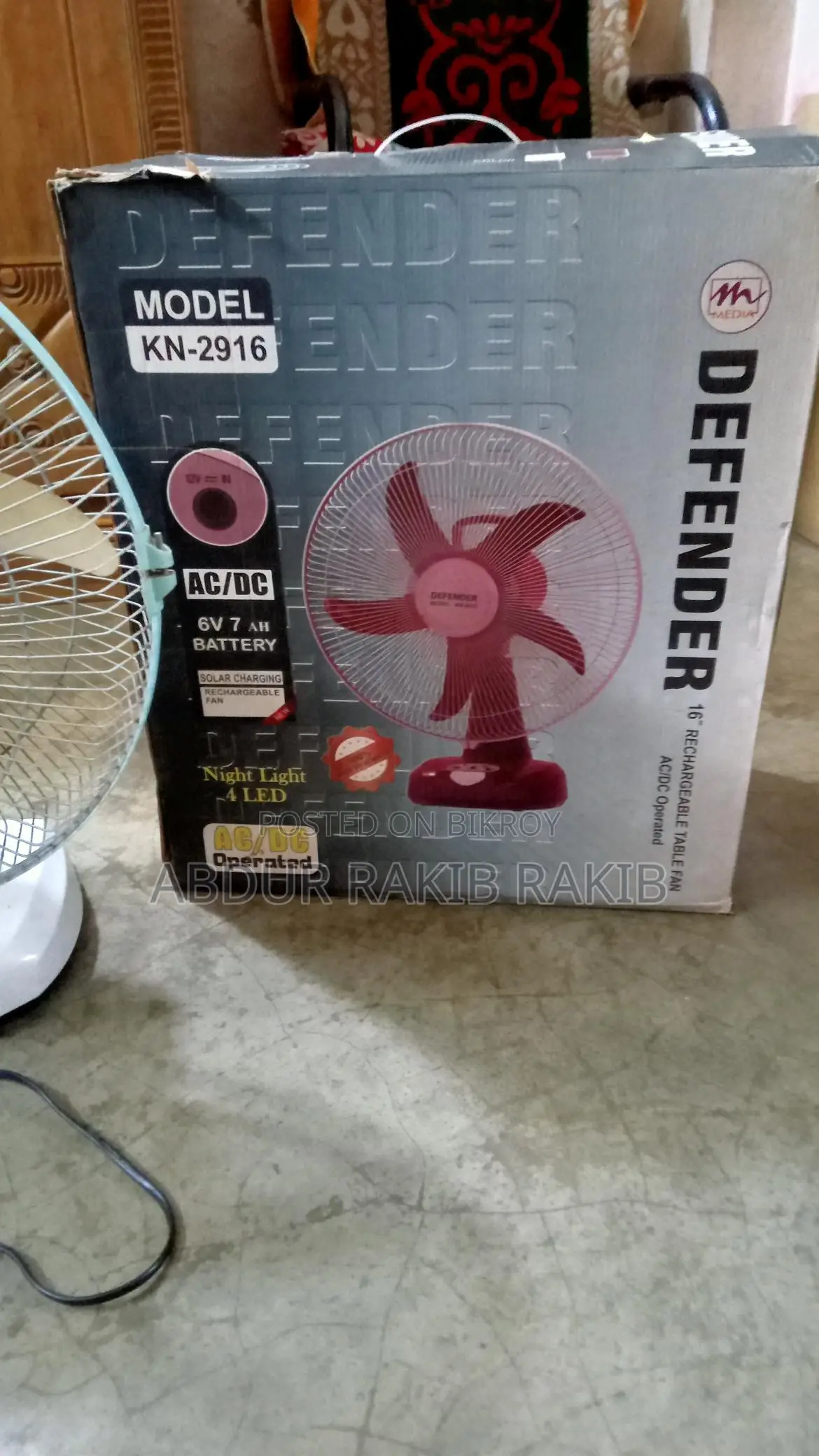 Defender AC/DC Rechargeable 16-inch Fan