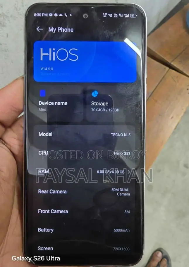 Tecno Spark 30c 6/128 (Used)