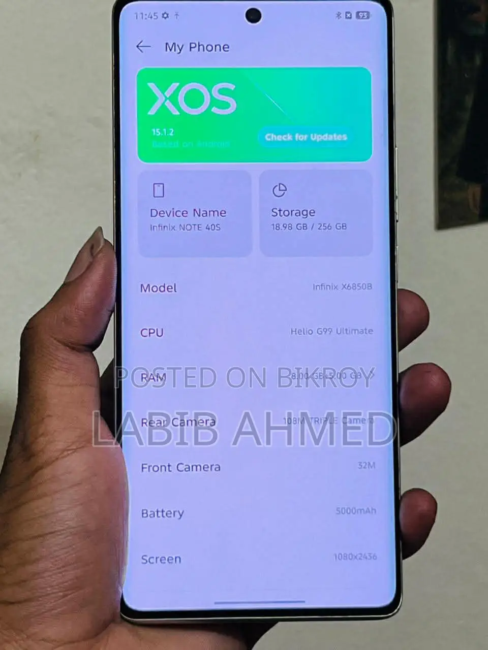 Infinix Note 40s 8/256 (Used)