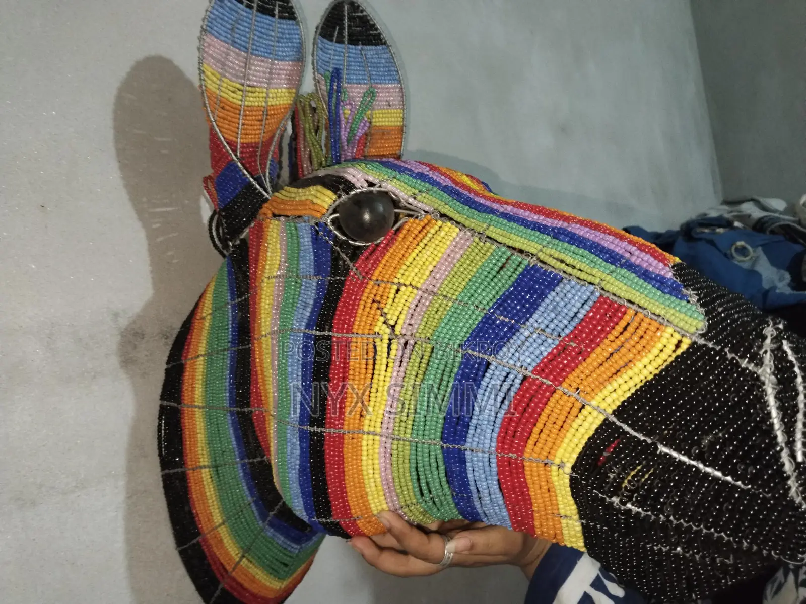 Multicolored Beaded Zebra Head