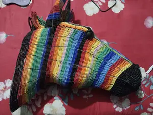 Multicolored Beaded Zebra Head