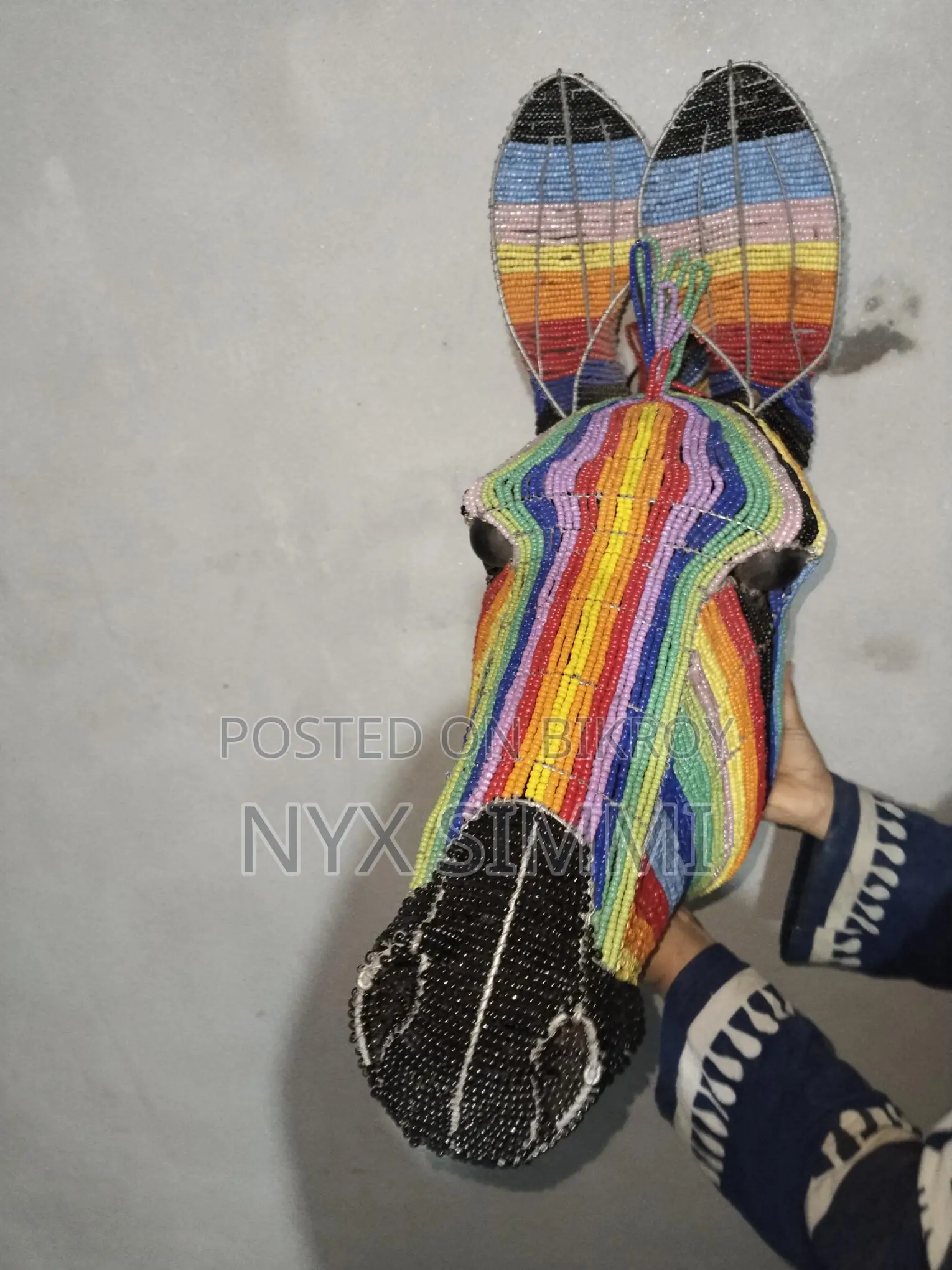 Multicolored Beaded Zebra Head