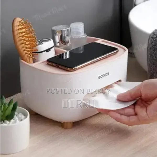 ECOCO Cute Large Storage Napkin Box Light Luxury Desktop Organizer