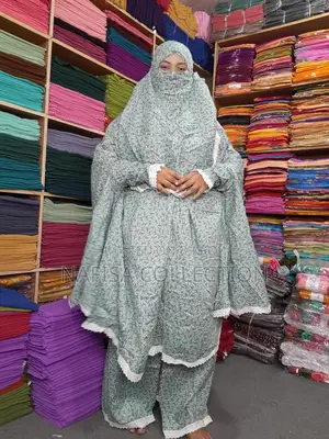 Cotton Long Khimar and Linen Palazzo Set