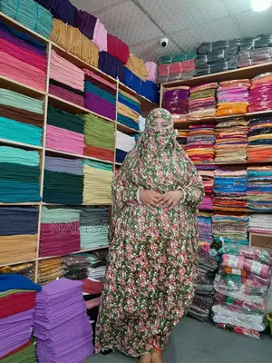 Cotton Long Khimar and Linen Palazzo Set