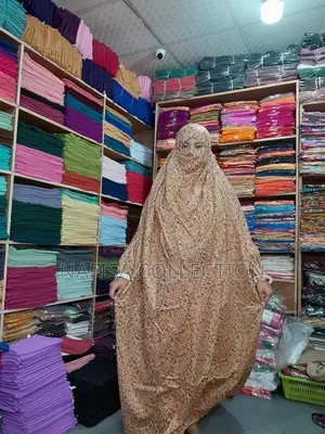 Cotton Long Khimar and Linen Palazzo Set