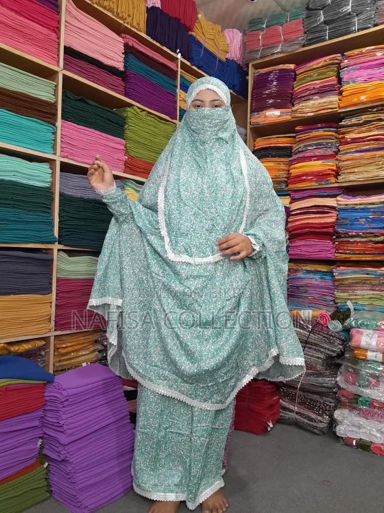 Cotton Long Khimar and Linen Palazzo Set