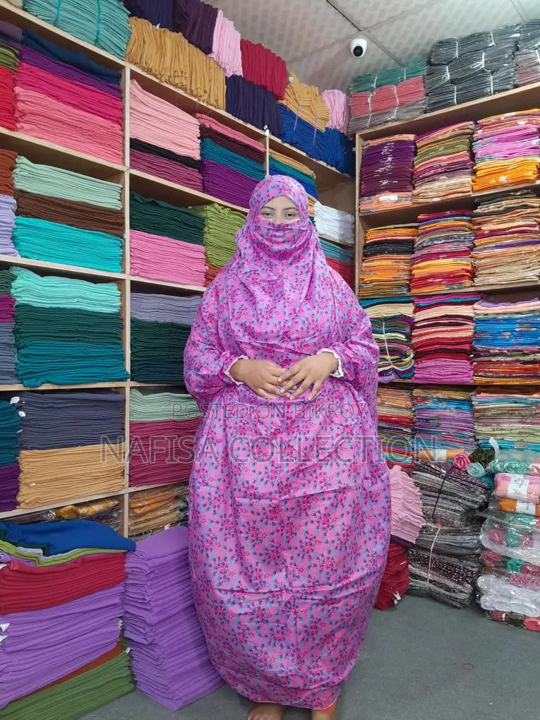 Cotton Long Khimar and Linen Palazzo Set