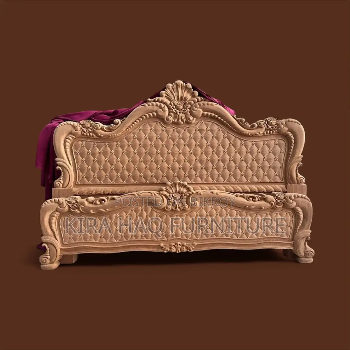 Royal Teak Wood Bed with 2.5-inch Thick Wood