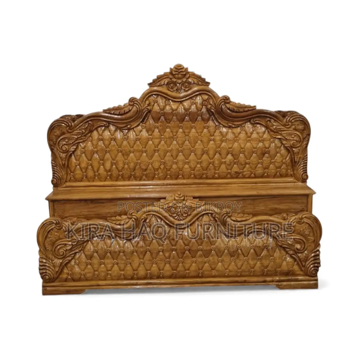 Royal Teak Wood Bed with 2.5-inch Thick Wood