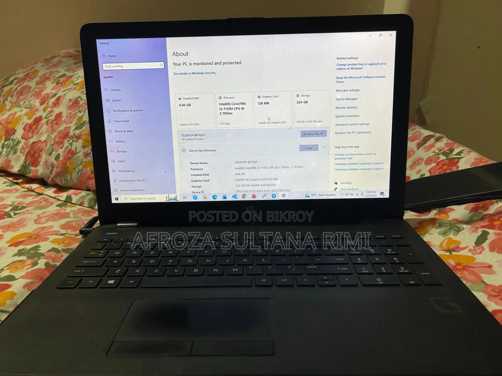 HP Laptop Core i3, 4GB RAM, SSD – Smooth & Ready to Use For Sale!