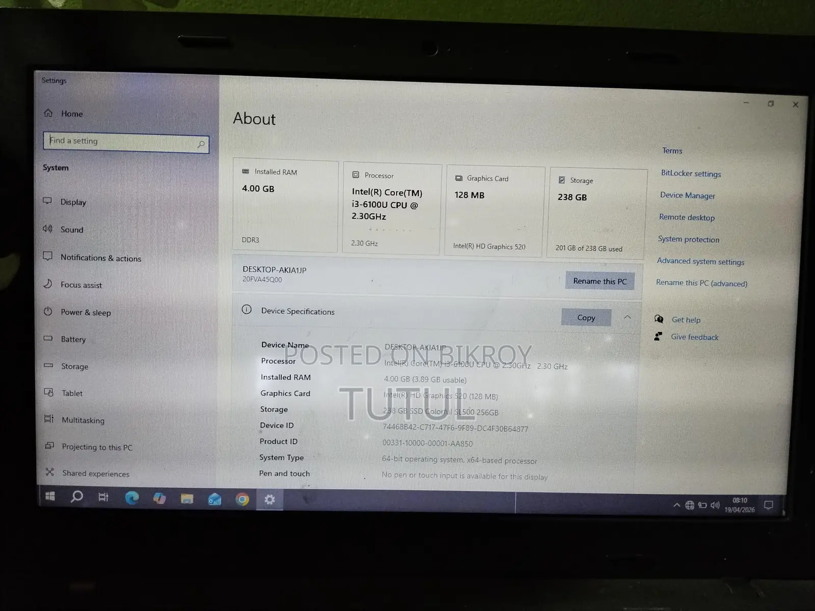 Lenovo Thinkpad i3 6th Generation