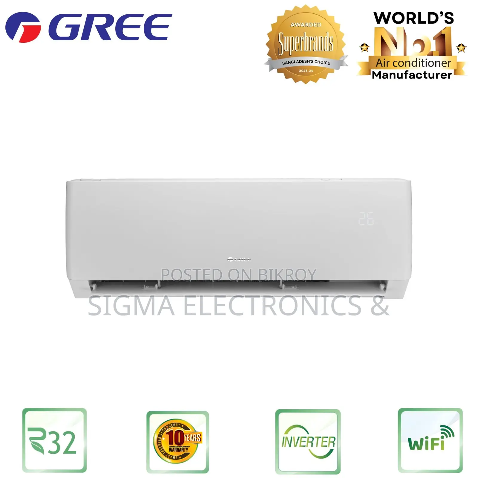 Gree AC 1.5 Ton GS-18XPUV32 18000 BTU Inverter 60% Energy Saving