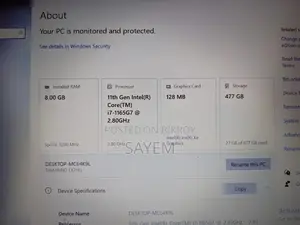 Walton i7-11gen 256 NVMe 8GB RAM