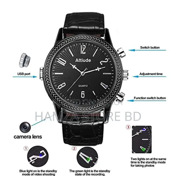 Watch Spy Camera 32gb Night Vision FHD Voice With Video Recorder
