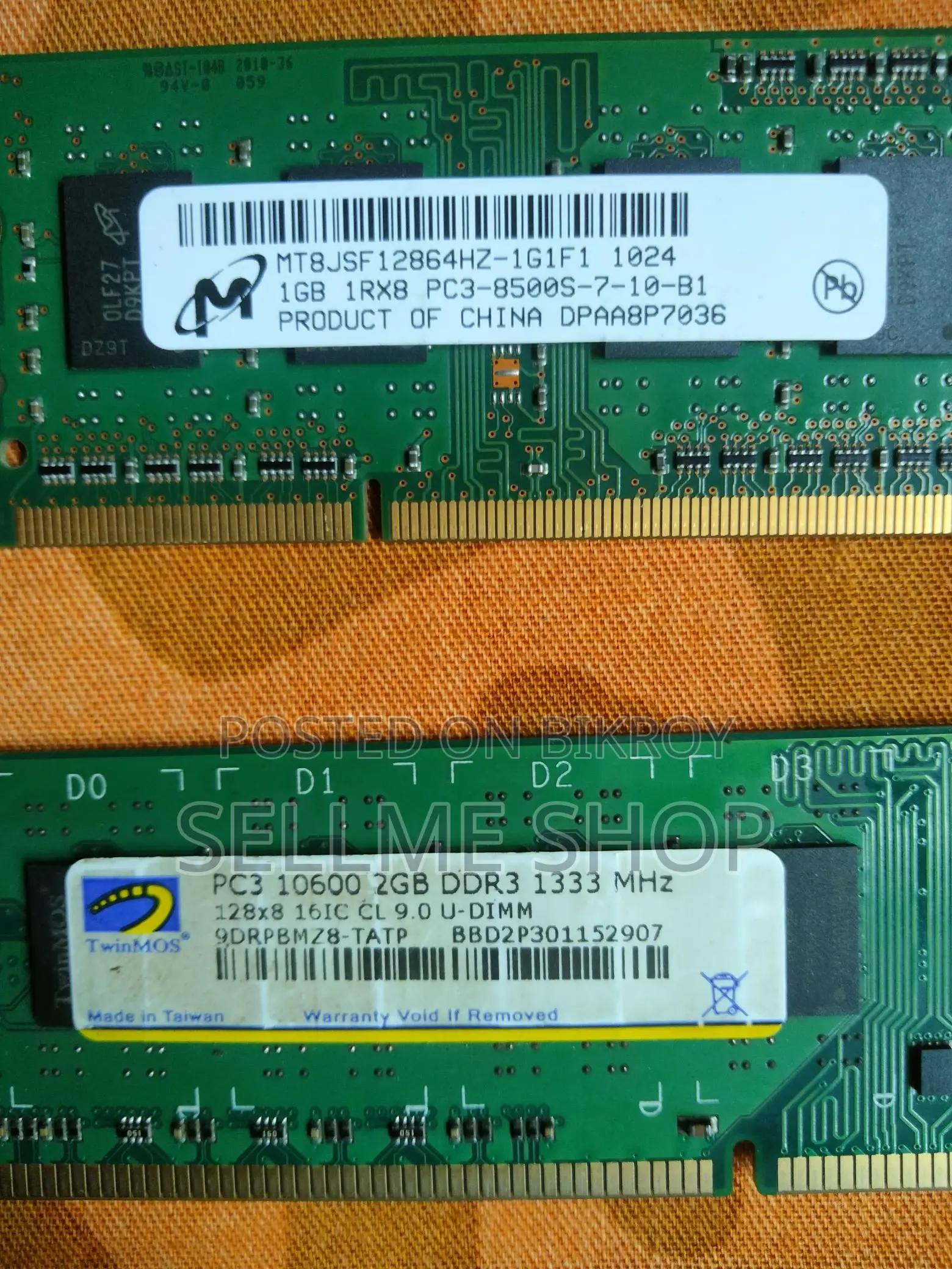 2GB Desktop RAM & 1GB Laptop RAM for Sale