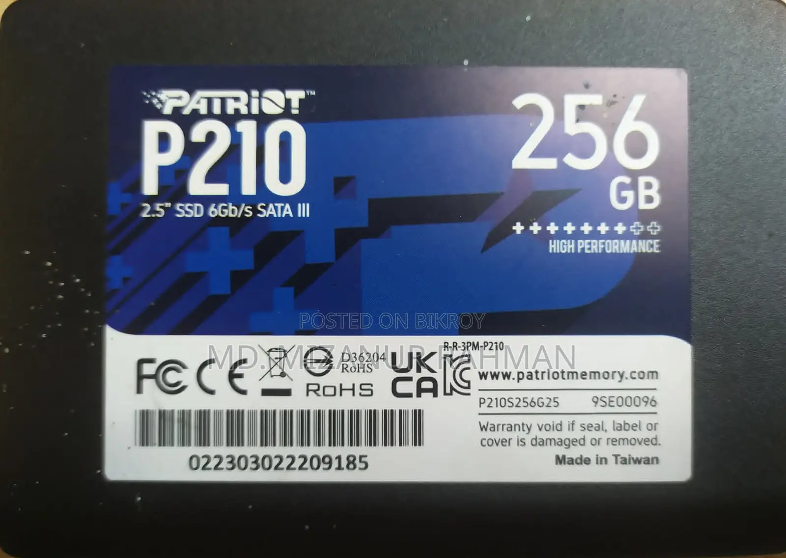 Patriot P210 2.5" 256gb Used Ssd For Selling