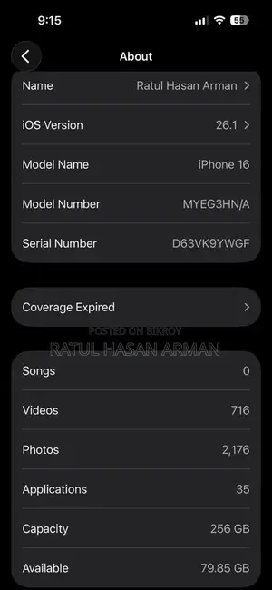Apple iPhone 16 256GB (Used)