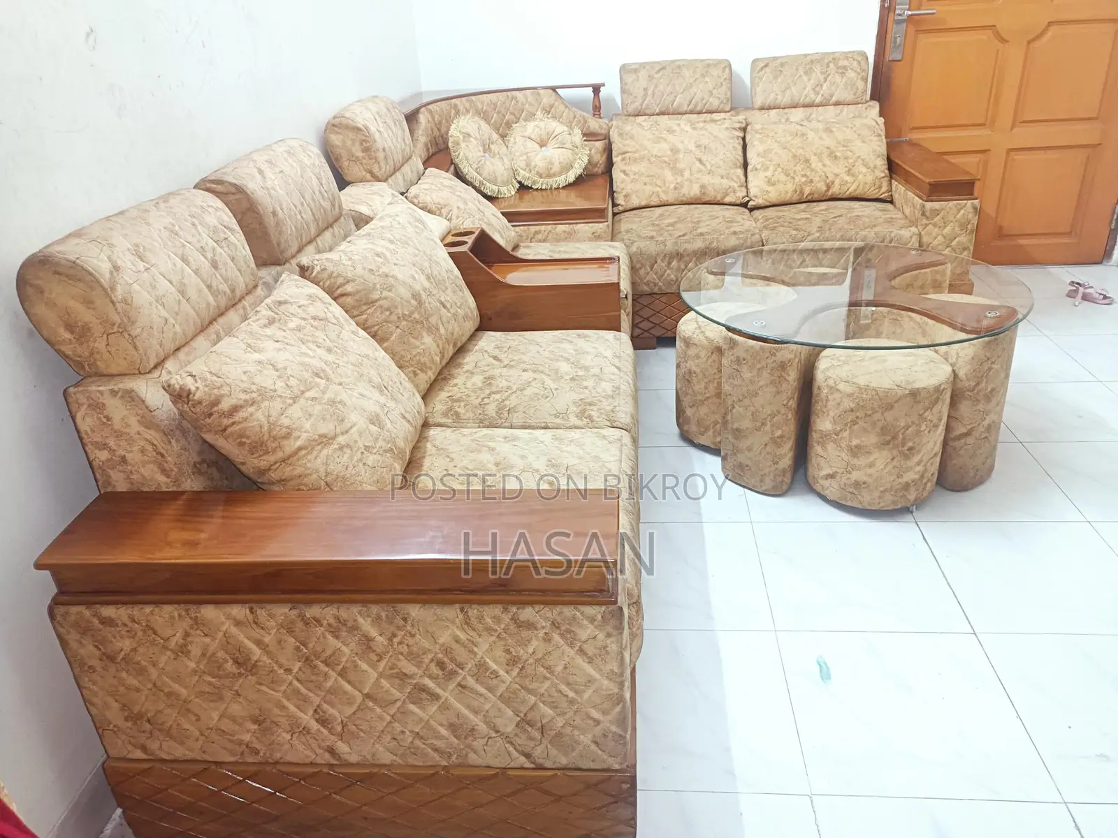L-Shaped Sofa with Table