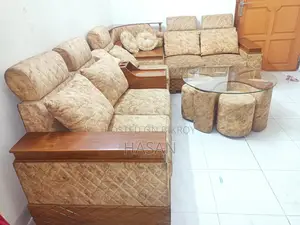 L-Shaped Sofa with Table