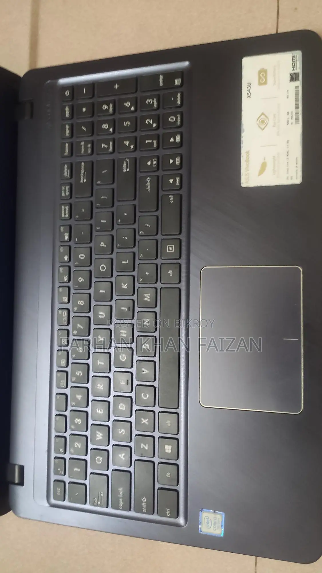 Asus X543MA i3 7Gen 4GB Ram 1TB size 15.5"
