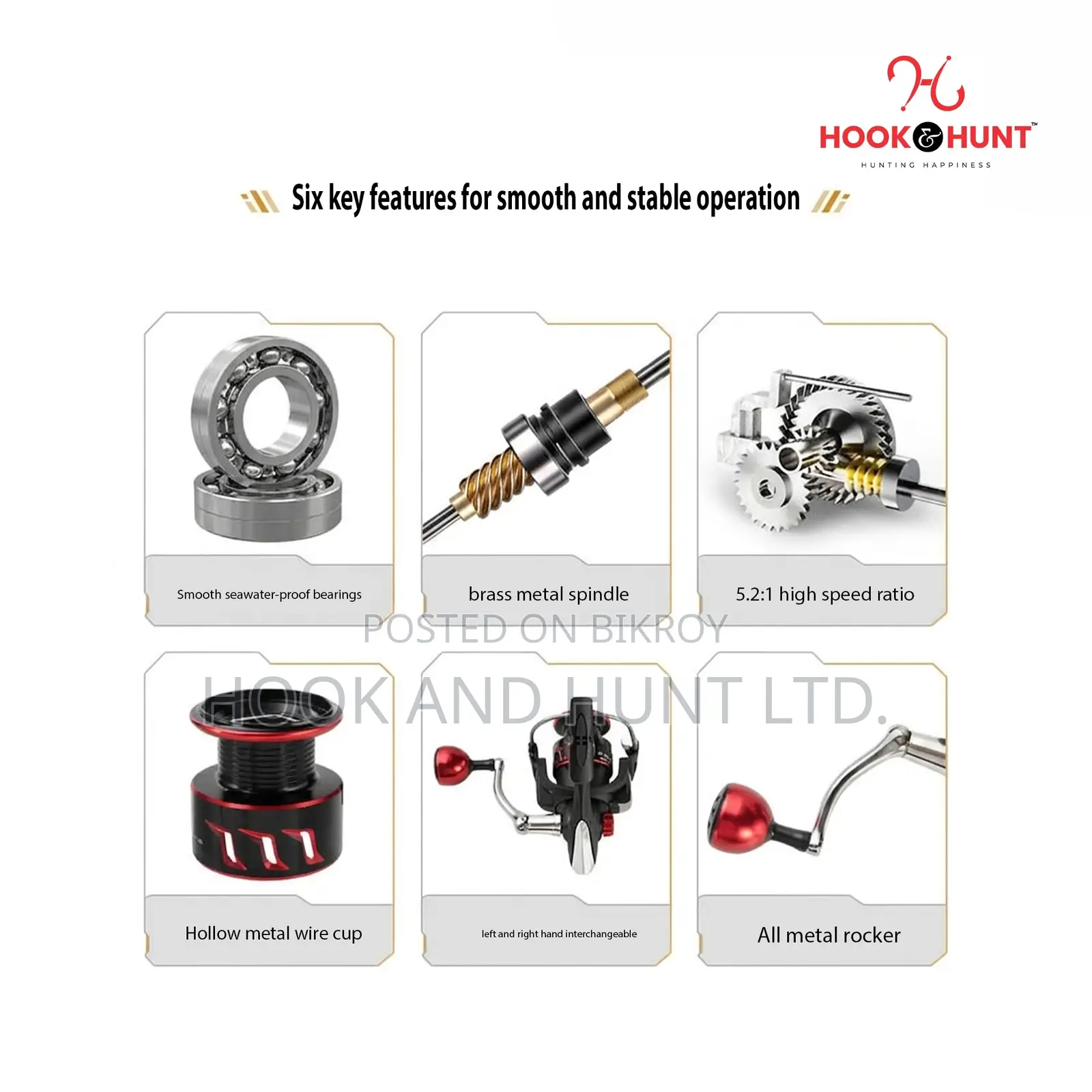 Red Hunter All Metal Spinning Reel 1000–7000
