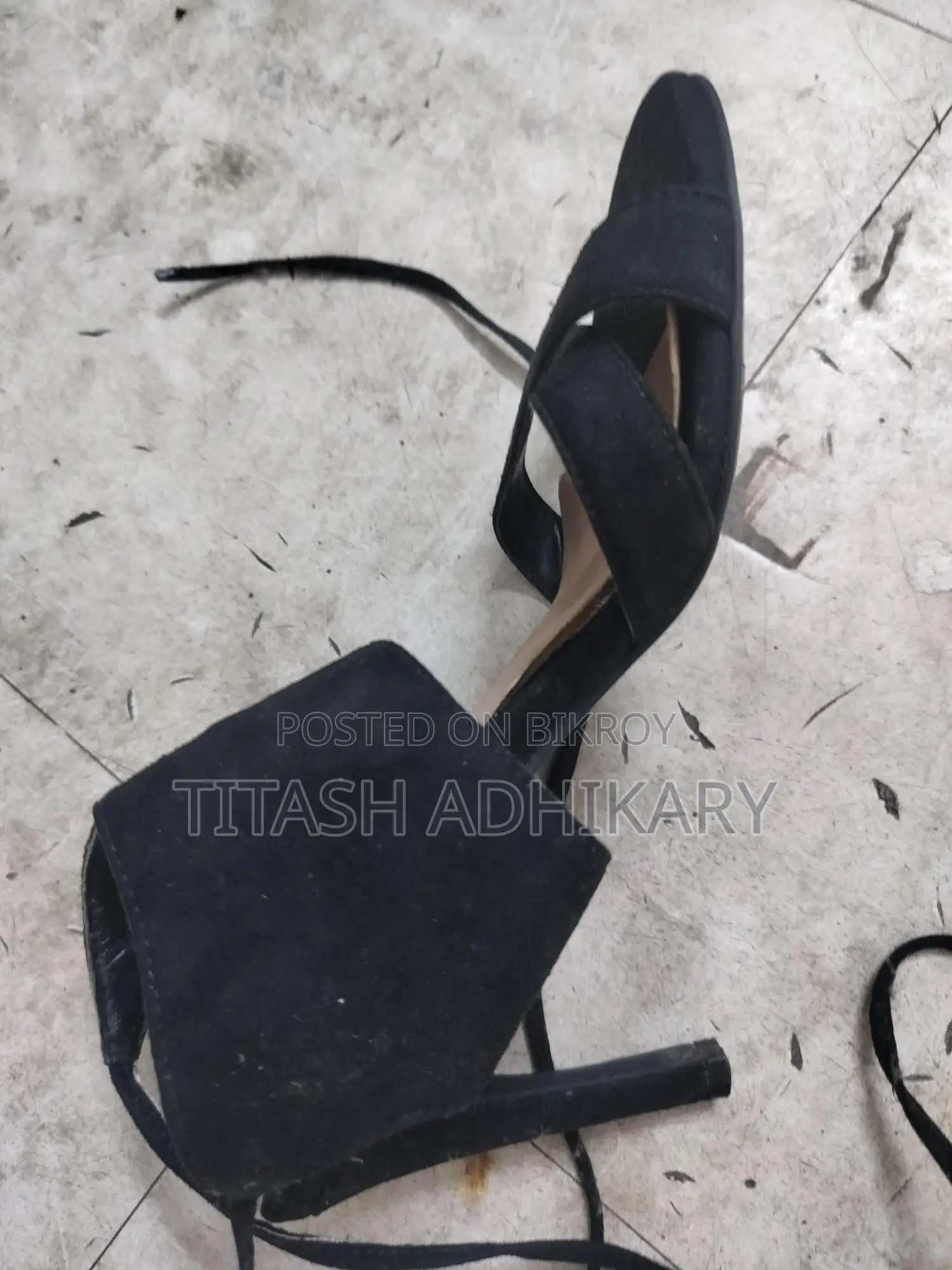 French Connection, Black 4 Inch Pencil Heels with Straps