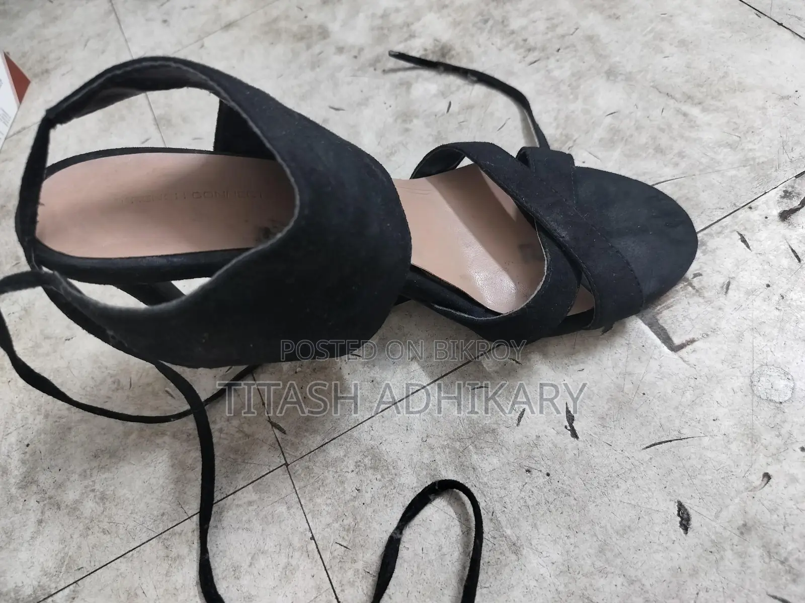 French Connection, Black 4 Inch Pencil Heels with Straps