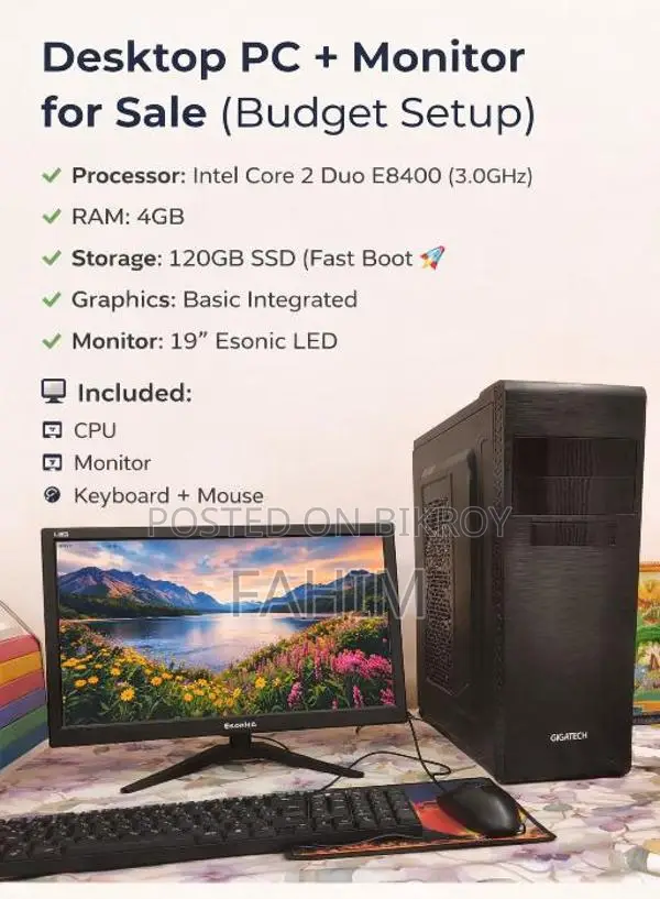 Desktop PC + Monitor for Sale | Budget-Friendly Setup