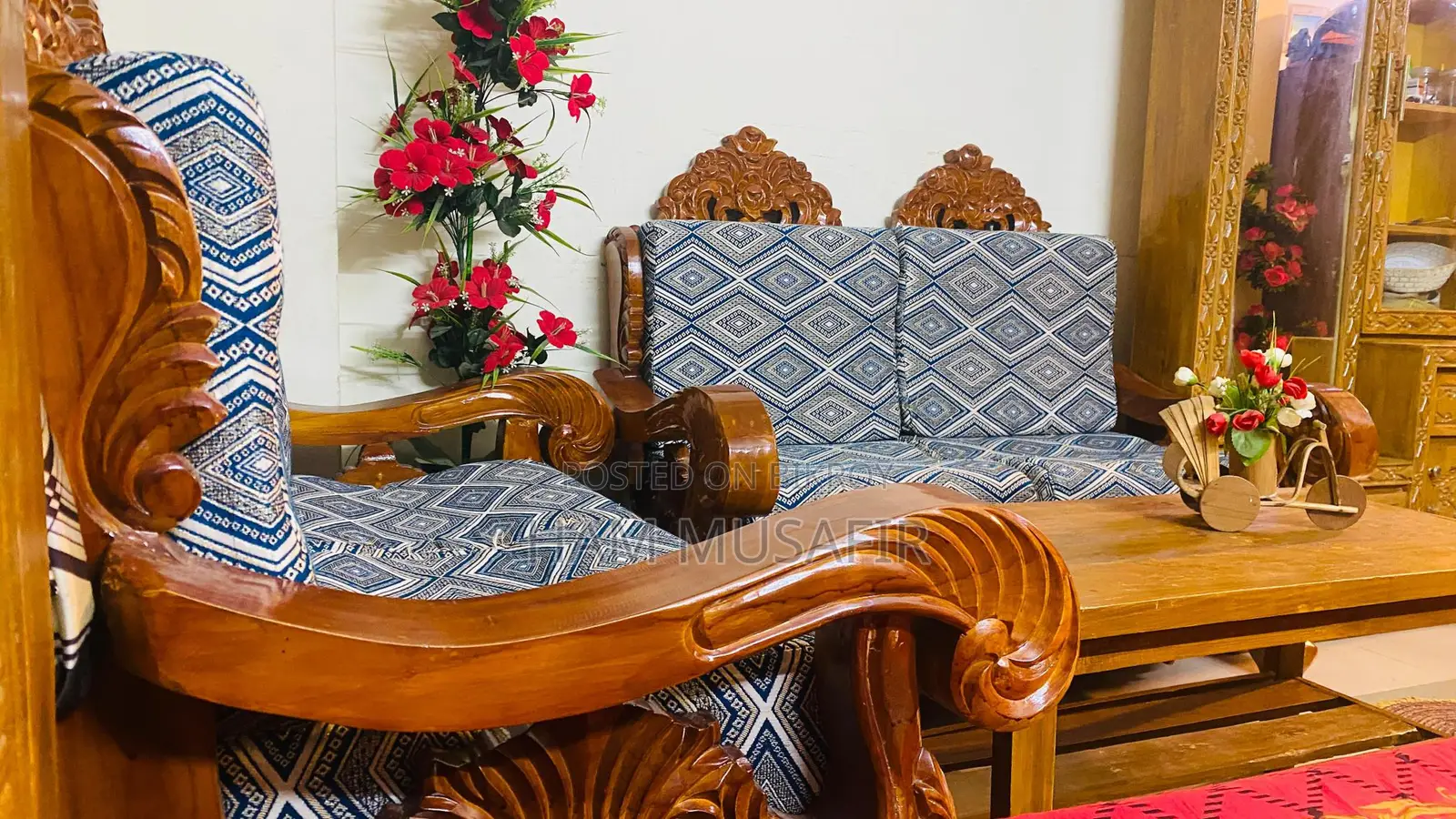 Bed size 6/7 feet, Dressing table, Dining table, Sofa 2+2+1 with Tea table