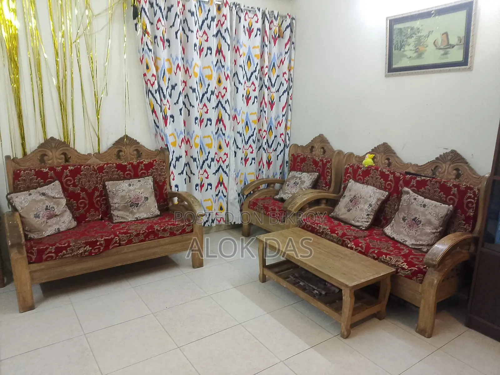 Wooden Sofa (2+2+1 = 5 Seats)